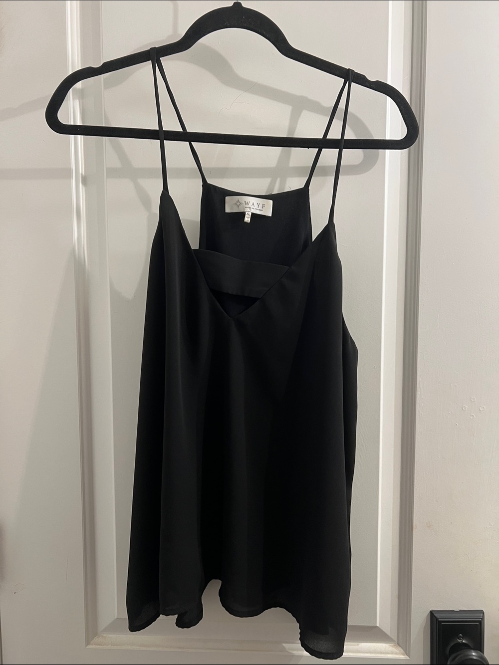 Wayf Black Double-Strap V-Detail Cami Top
